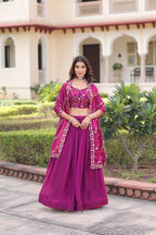Prazu Fashion Purple Fendy Silk With Heavy Sequins & Thread Embroidered Lehenga Choli | Grocsy