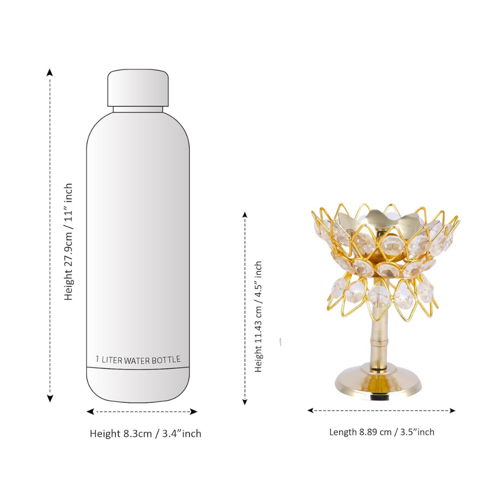 CraftVatika Brass Crystal Kerala Diya Stand | Grocsy