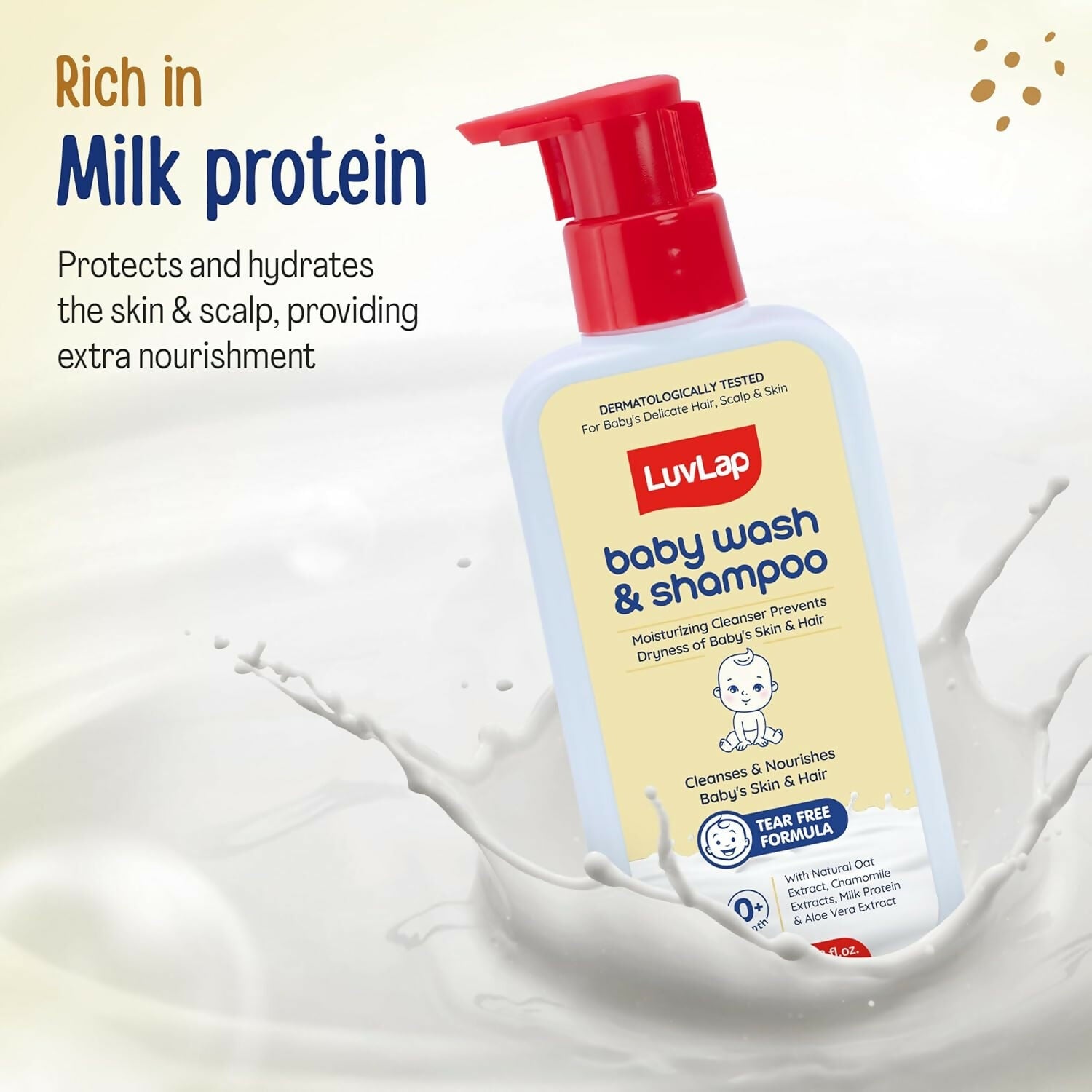 LuvLap Baby Wash & Shampoo with Chamomile, Milk Protein, Oatmeal & Shea Butter | Grocsy