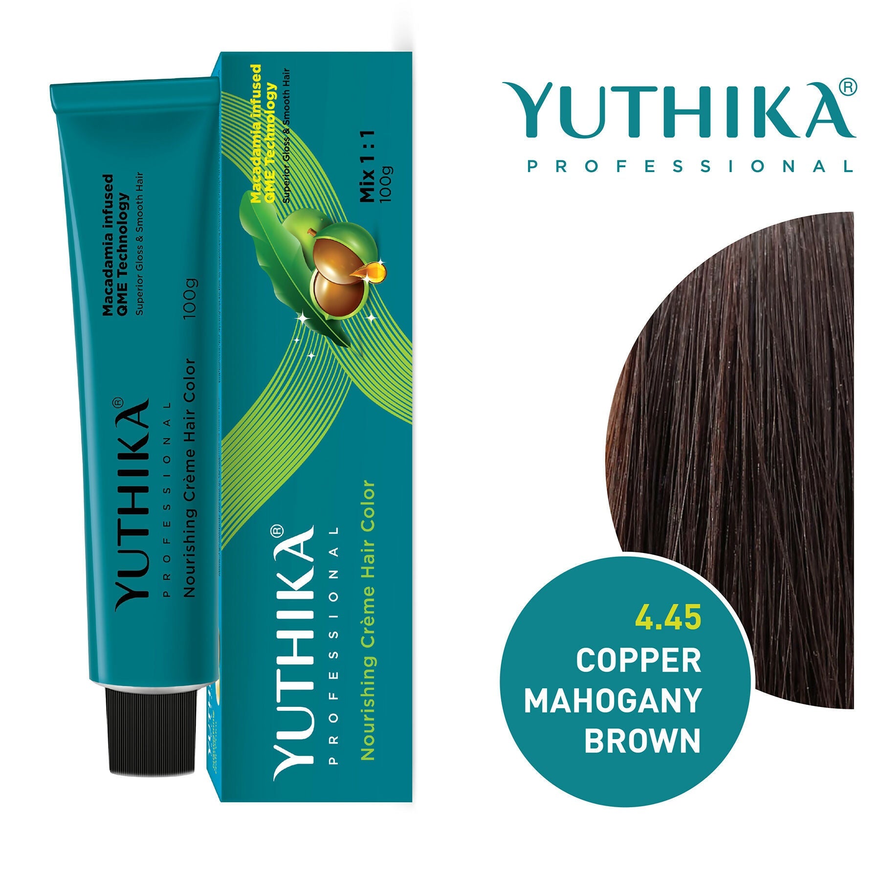 Yuthika Professional Creme Hair Colour - Copper Mahogany Brown | Grocsy