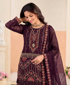 KC Purple Pakistani Crunchy Silk Heavy Salwar Kameez For Women | Grocsy