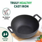 The Indus Valley CASTrong Cast Iron Cookware Set: Tawa+ Kadai+ Frypan, Kitchen Set for Home, Pre-seasoned, 100% Pure, Induction, Tadka Pan | Grocsy