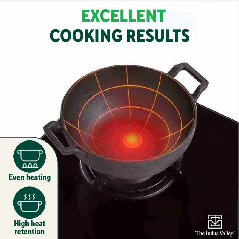 The Indus Valley CASTrong Cast Iron Cookware Set: Tawa+ Kadai+ Frypan, Kitchen Set for Home, Pre-seasoned, 100% Pure, Induction, Tadka Pan | Grocsy
