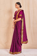 Vamika Purple Designer Cadbury Chiffon Banarasi Lace Saree | Grocsy