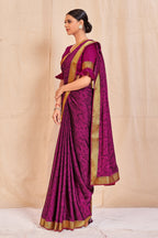 Vamika Purple Designer Cadbury Chiffon Banarasi Lace Saree | Grocsy