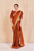 Vamika Orange Designer Cadbury Chiffon Banarasi Lace Saree | Grocsy