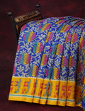 Ink Blue Printed Semi Chanderi Saree By Gayathri Reddy Designer Studio | Grocsy