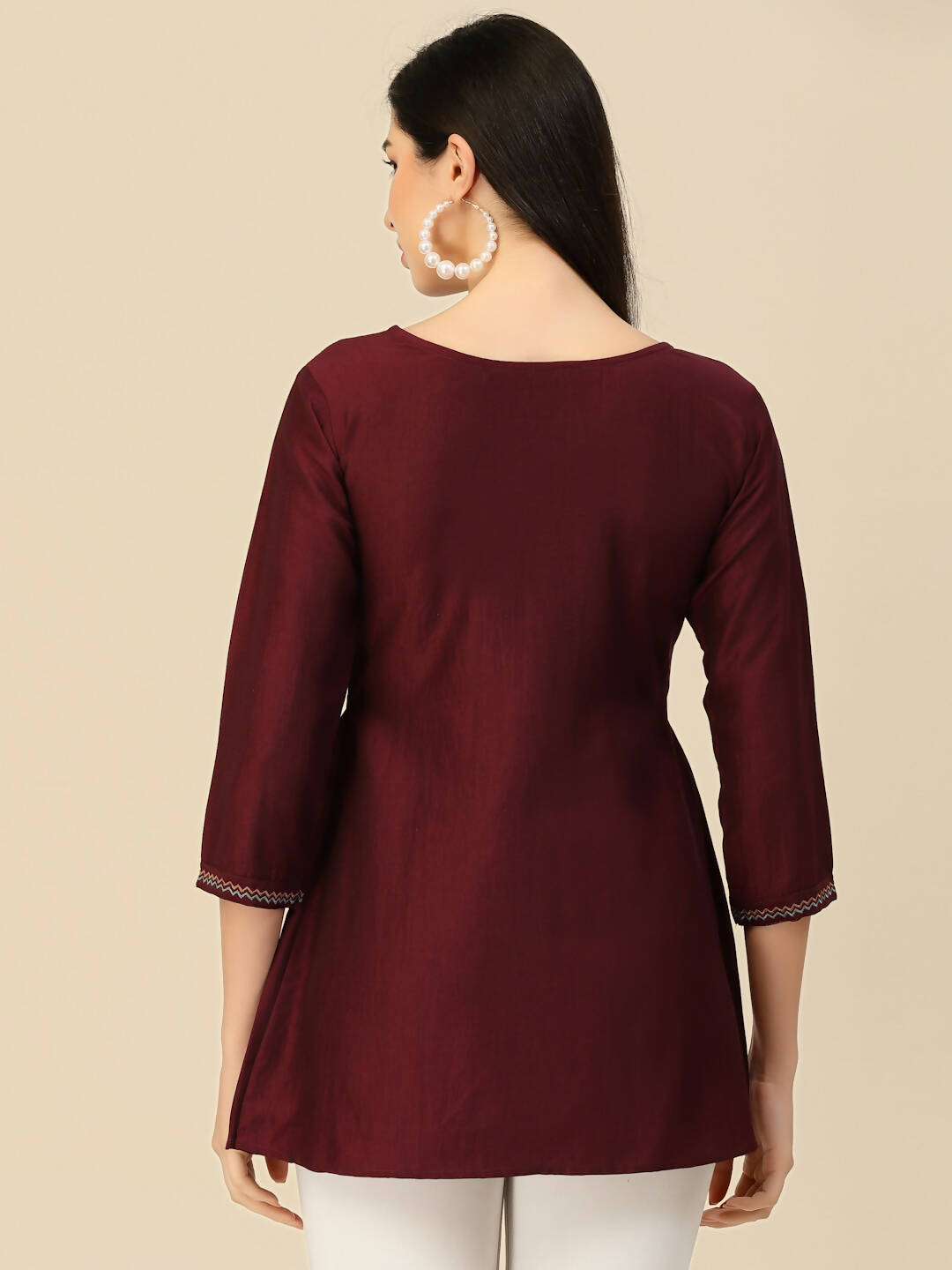 Wine Chinon Floral Embroidered Top - Zeny | Grocsy