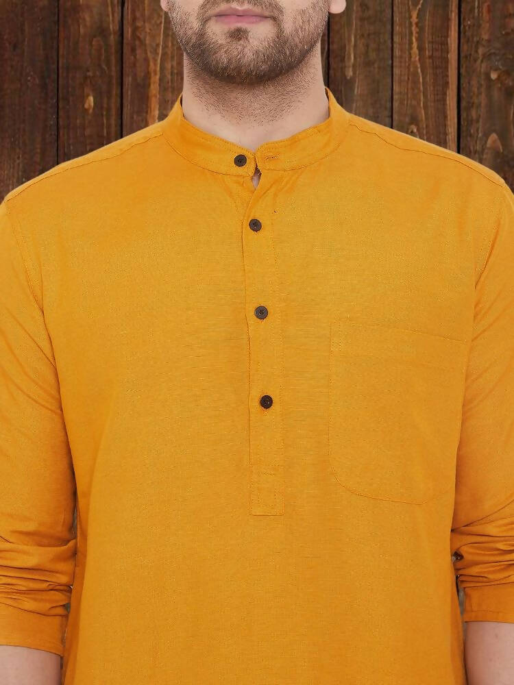 Even Apparels Pure Cotton Yellow Kurta - Yellow | Grocsy