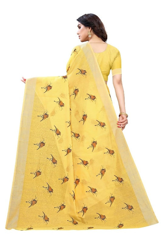 Vamika Yellow Chanderi Designer Saree (SERIN YELLOW) | Grocsy