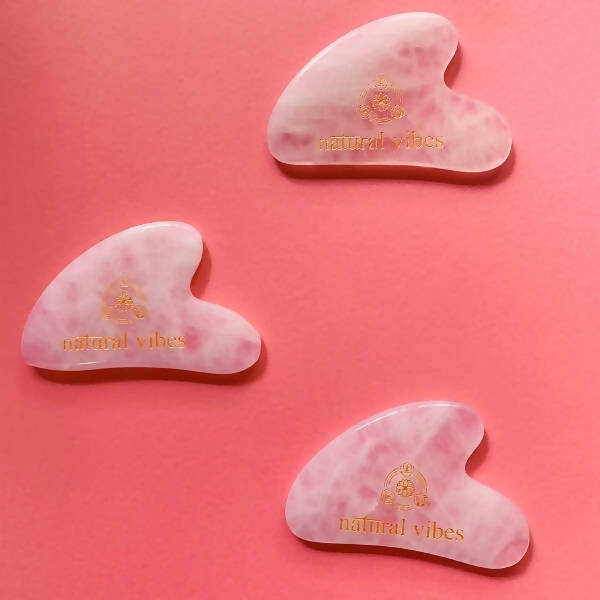 Natural Vibes Rose Quartz Gua Sha with Free Gold Beauty Elixir Oil | Grocsy