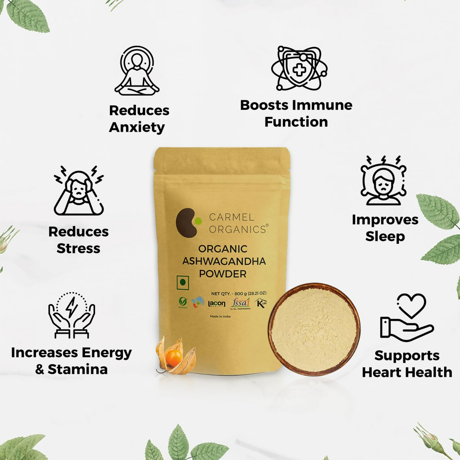 Carmel Organics Ashwagandha Root Powder | Grocsy