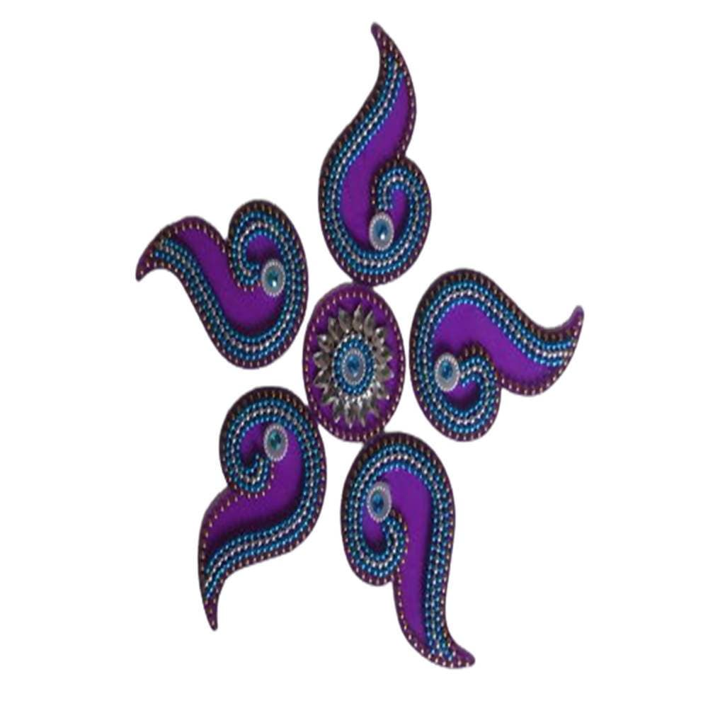 Kundan HandiKrafts Designer Purple Colour Kundan Rangoli | Grocsy