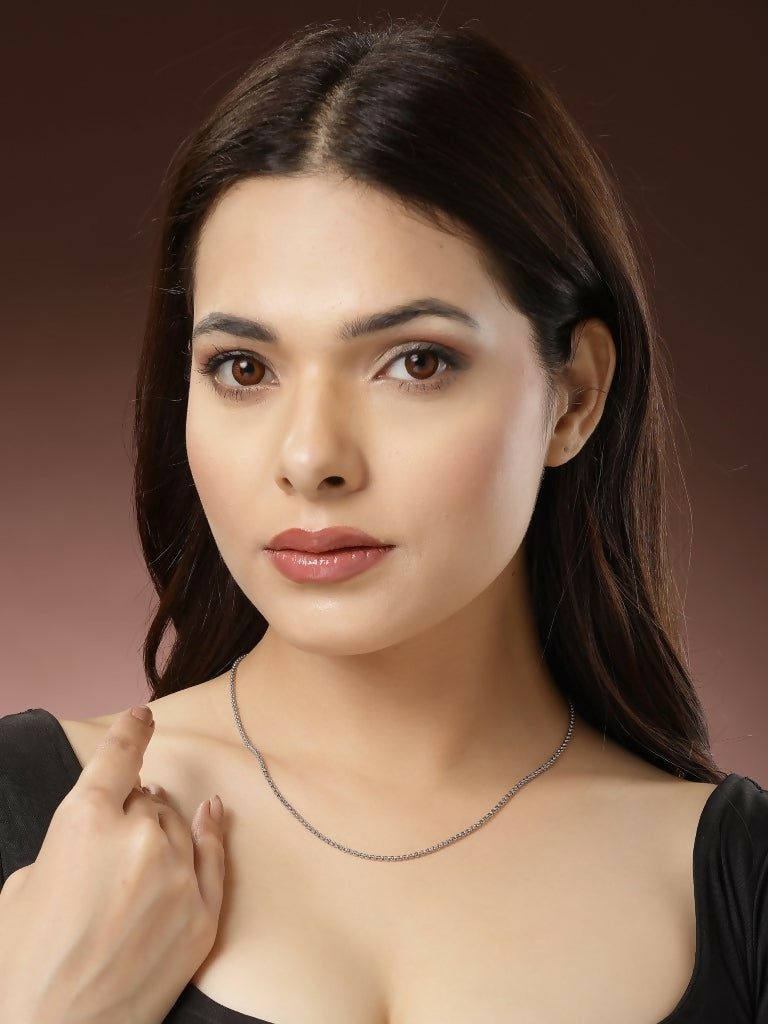 NVR Women's Silver-Toned German Silver Oxidised Chain | Grocsy