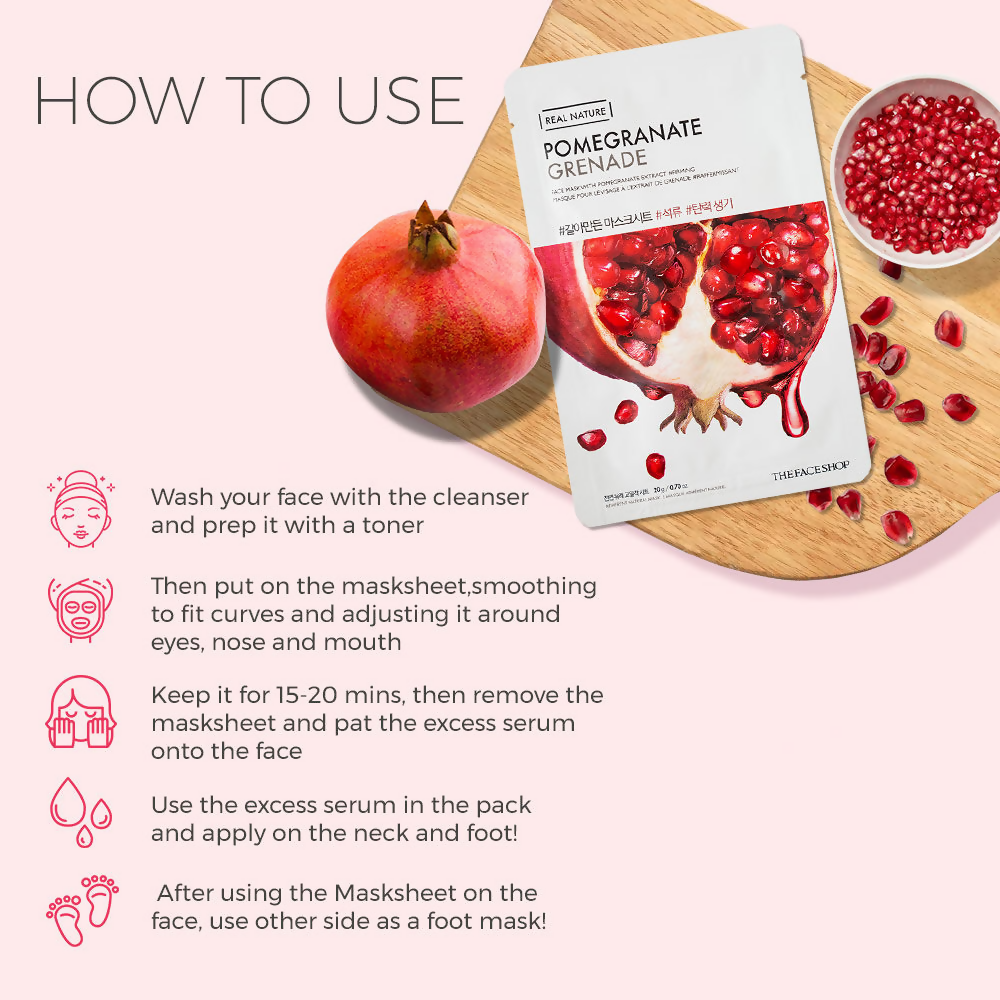 The Face Shop Real Nature Pomegranate Face Mask - Korean Skincare | Grocsy