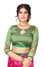 Vamika Pink Printed Art Silk Saree | Grocsy