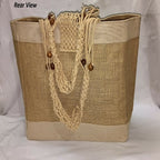 Jute Ladies Fashion Bag with Wooden Beads | Grocsy