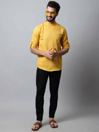Even Apparels Yellow Color Pure Cotton Men's Kurta With Side Placket (MMS1130) | Grocsy