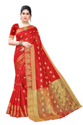 Vamika Banarasi Jacquard Weaving Red Saree | Grocsy