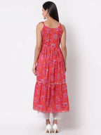 Myshka Cotton Printed Sleeveless Round Neck Casual Women's Dress | Grocsy