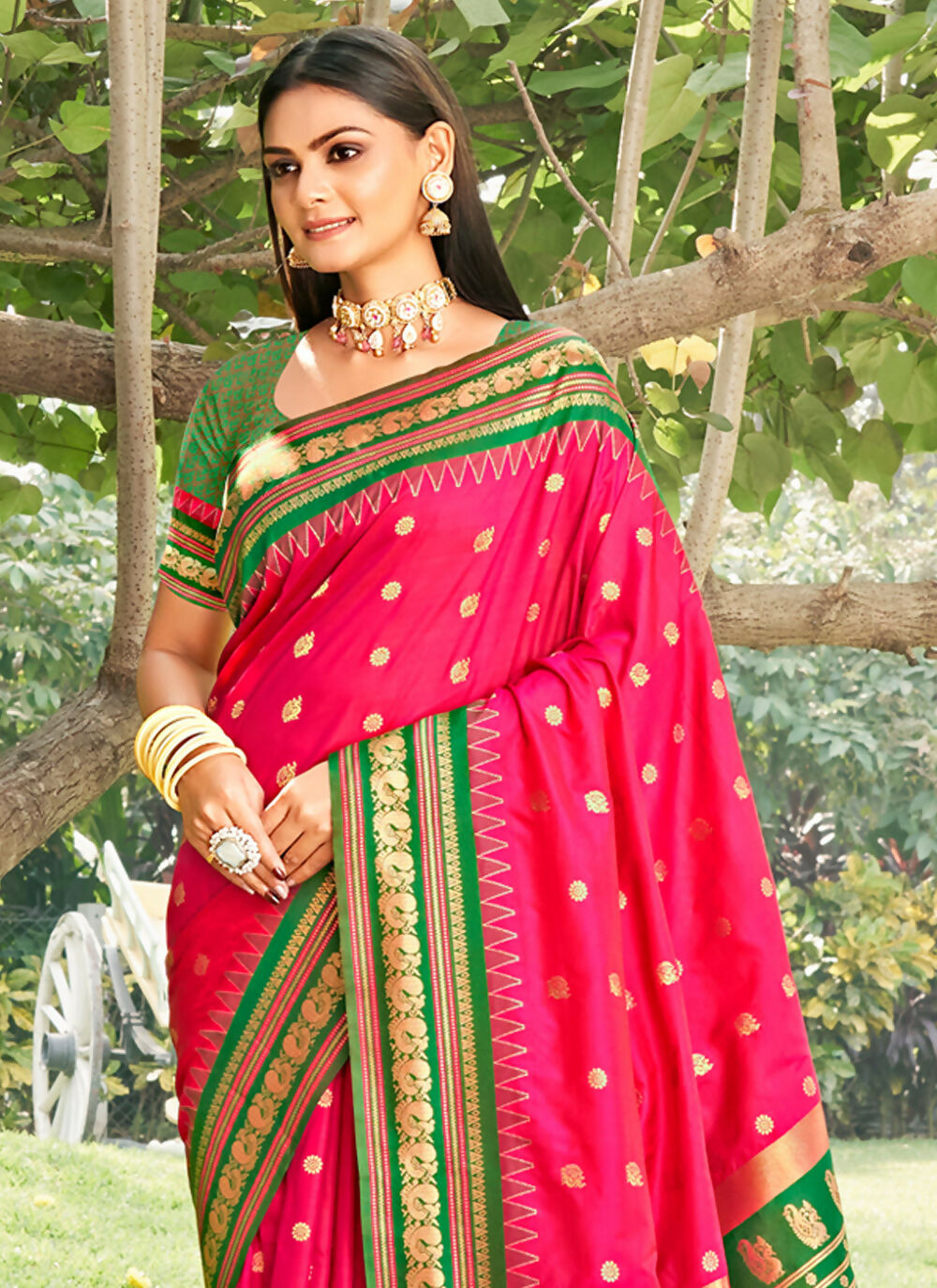 Shree Shyam Fashion Pink Soft Silk Saree | Grocsy