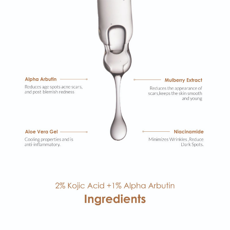 The Body Temple 2% Kojic Acid + 1% Alpha Arbutin Face Serum | Grocsy
