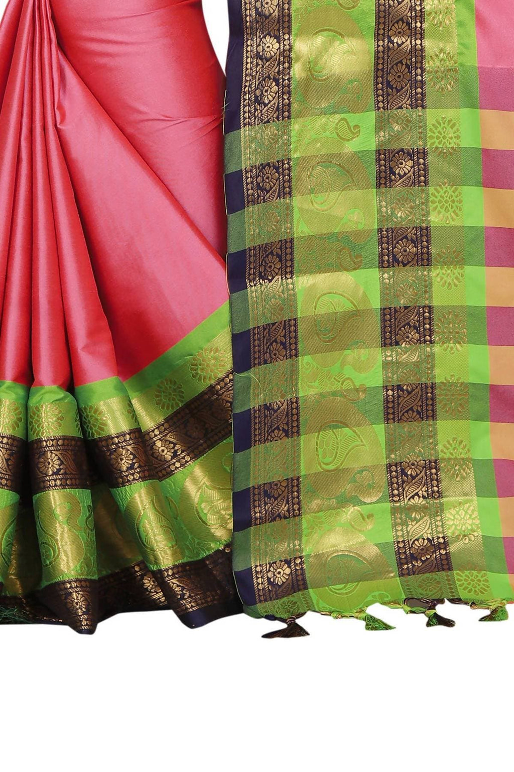 Vamika Banarasi Silk Pink Weaving Saree | Grocsy