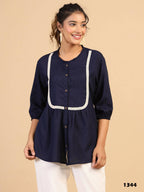 Womens Dark Blue Rayon Solid Top - Keeva | Grocsy