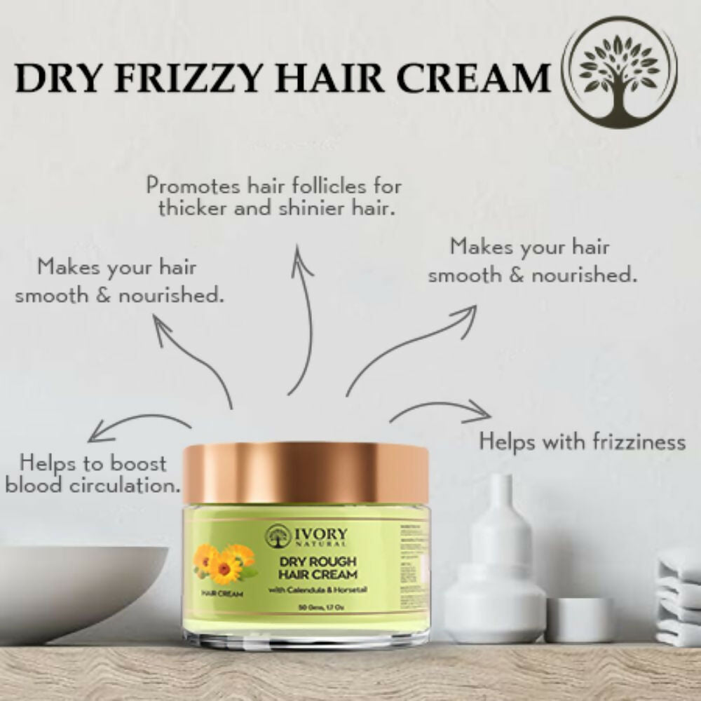 Ivory Natural Dry Frizzy Hair Cream - Detangles Hair, Manages Frizz And Scalp Dryness | Grocsy