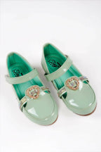Tiny Bugs Girls Party Wear Velcro Ballerinas - Green | Grocsy
