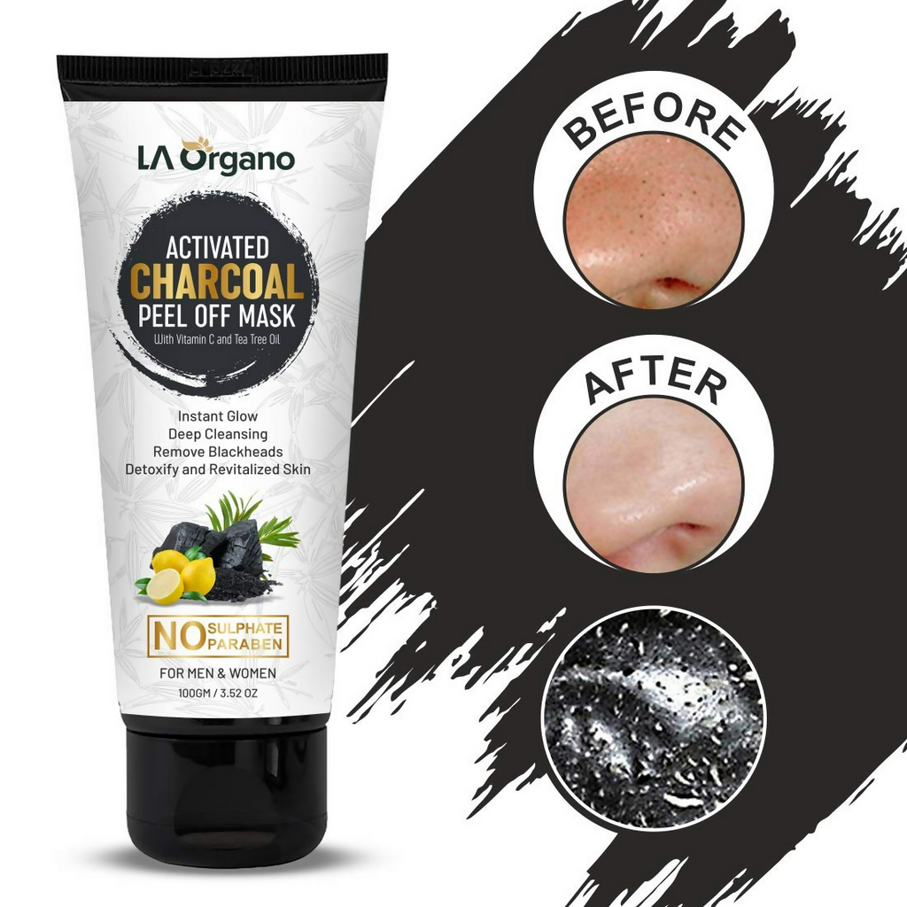 LA Organo Papaya Hydrating Face Gel with Alovera & Vit-E & Activated Charcoal Peel Off Mask Combo | Grocsy