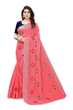 Vamika Chanderi Cotton Embroidery Red Saree (Dixa Red) | Grocsy