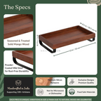 Brick Brown Premium Wooden Serving Tray/Platter with Black Metal Stand | Grocsy