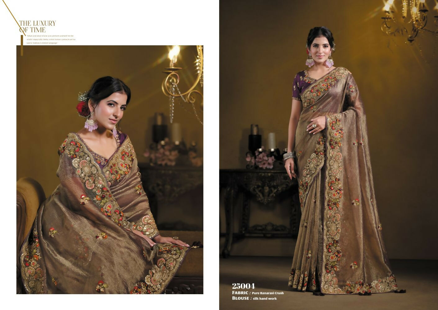 Wine Pure Banarasi Crush Pure Khatli work Designer Saree With Blouse. - Rajasvi | Grocsy