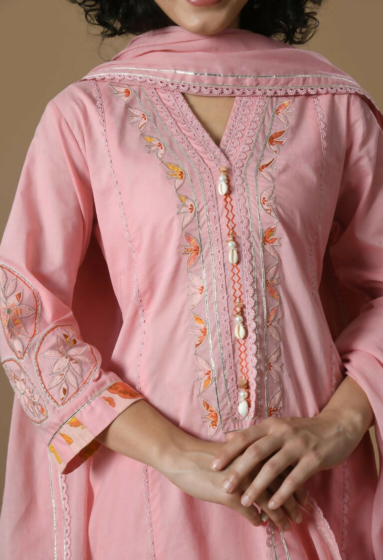 Joban Fashion Pink Cotton Kurta Set | Grocsy