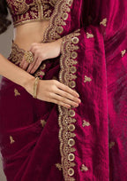Joban Fashion Red Frendy Satin Silk Party Wear Sarees | Grocsy