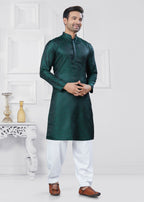Joban Fashion Men's Jacquard Silk Green Printed Kurta Pyjama set | Grocsy