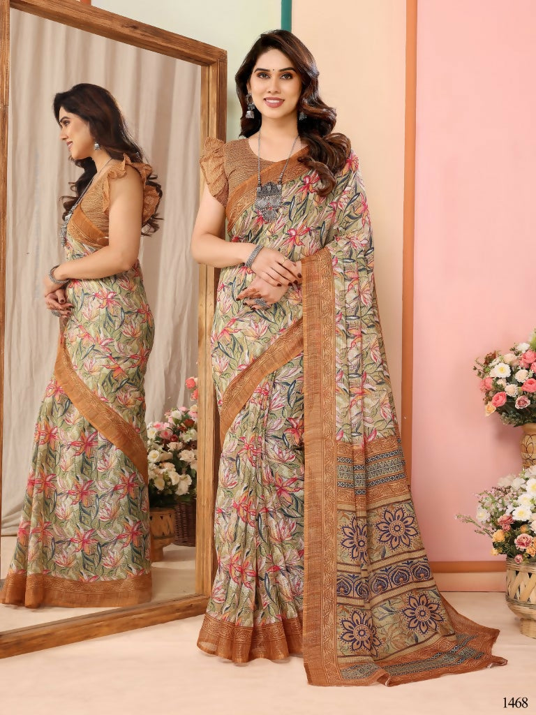 Partywear Designer Coffee Kota Doriya Fancy Saree - Dyuti | Grocsy