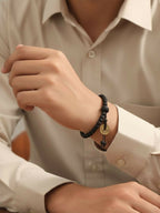 NVR Men Black Beaded Bracelet | Grocsy