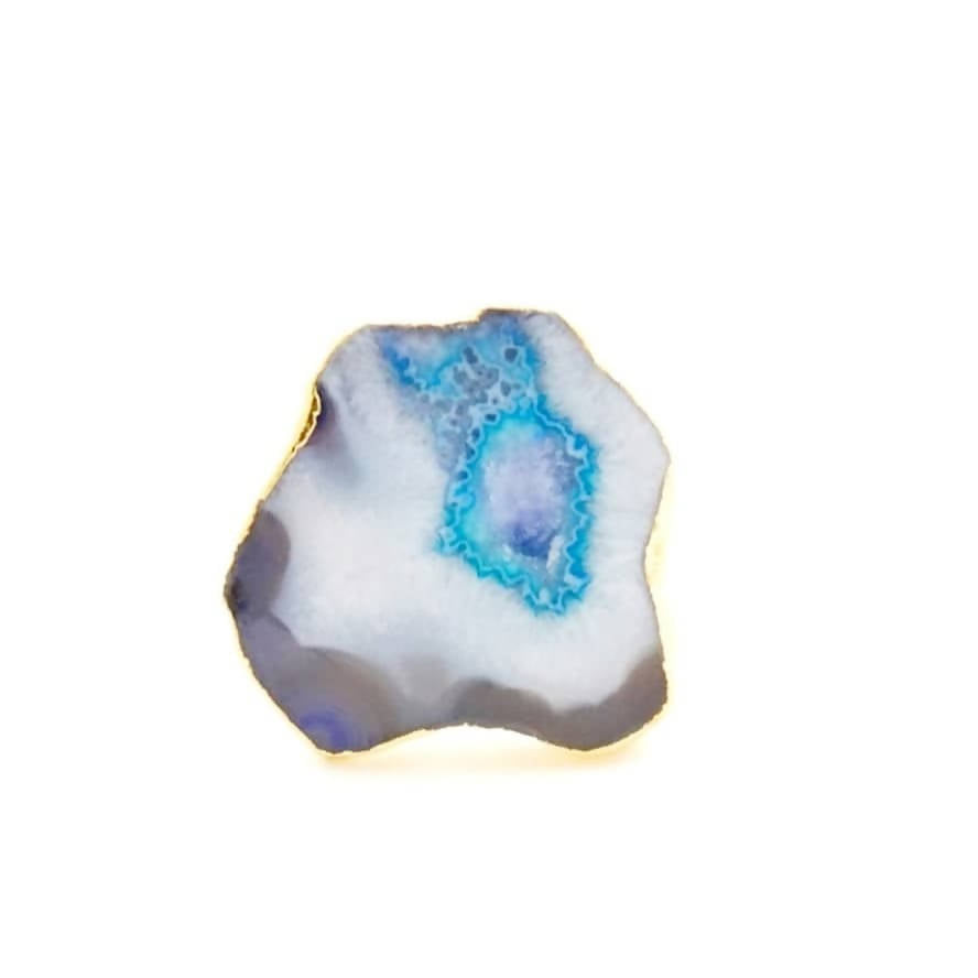 Bling Accessories Agate Natural Stone Statement Finger Ring | Grocsy