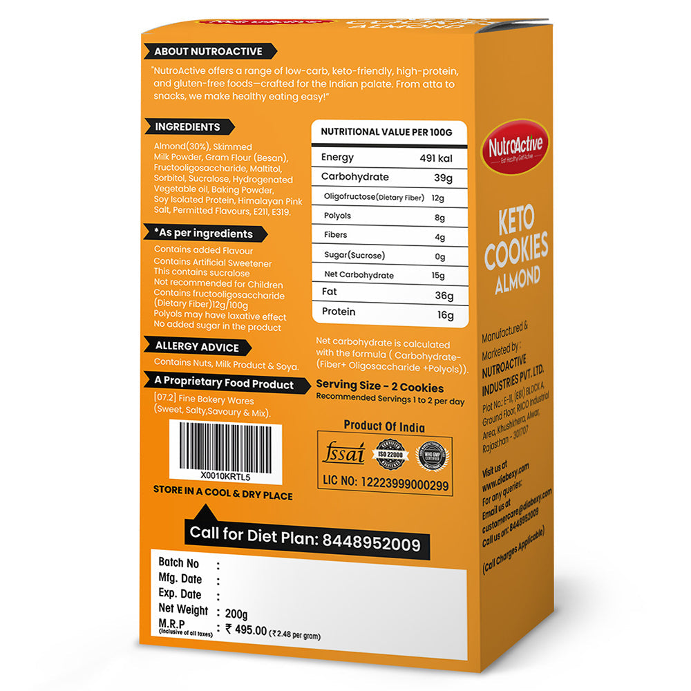 NutroActive Keto Almond Cookies | Grocsy