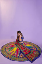 Multi Color Pure Cotton Hand Block Print Navratri Lehenga Choli with Dupatta - Raas | Grocsy
