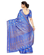 Mimosa Women's Blue Art Silk Kanjivaram Saree | Grocsy