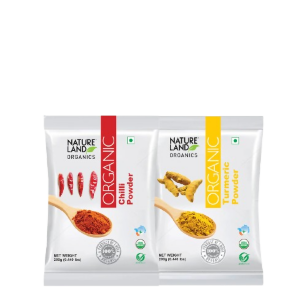 Nature Land Organics Red Chilli Powder+Organic Turmeric Powder | Grocsy