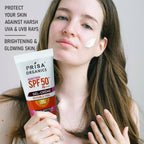 Prisa Organics Brightening Sun Screen SPF 50 PA+++ Invisible Feel Gel Cream | Grocsy