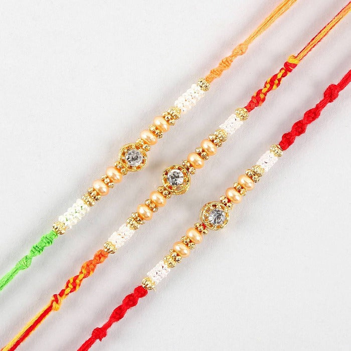 Set of 3 Pearl Rakhi & Dry Fruits Jars | Grocsy