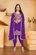 Joban Fashion Purple Silk Embroidered Dhoti Dhoti Set | Grocsy