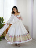 Joban Fashion White Georgette Sequence Embroidery Work Readymade Kurta Set | Grocsy