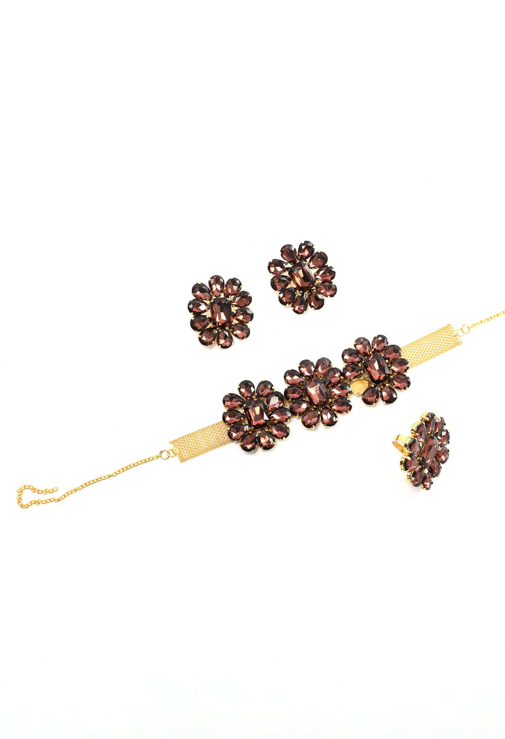 Mominos Fashion Joharkamal Gold-Polished Brass Finish Stone Choker For Women & Girls (Brown) | Grocsy