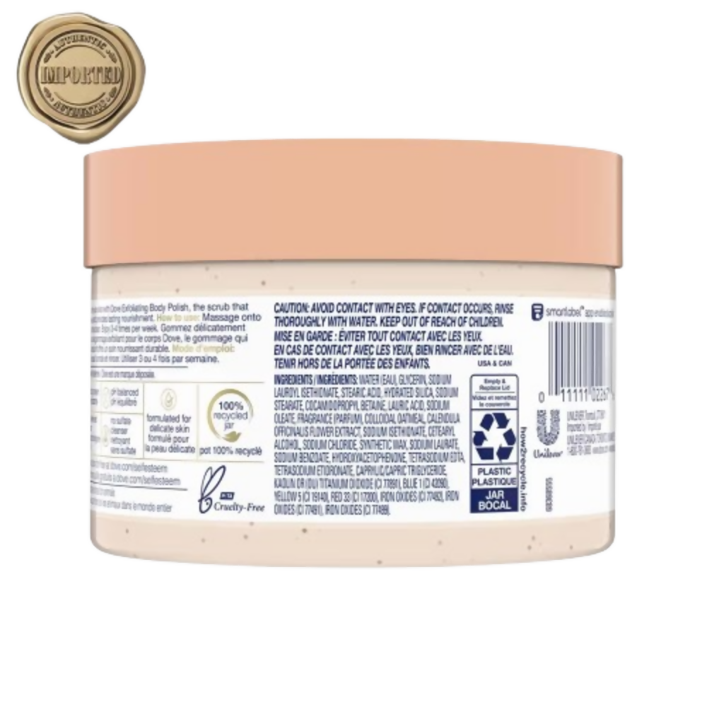 Dove Exfoliating Body Polish Scrub - Oatmeal & Calendula Oil | Grocsy
